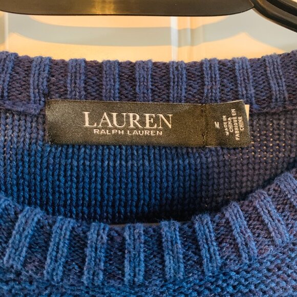 Lauren Ralph Lauren Blue Ombré-Stripe Cotton-Linen Sweater | Medium - Picture 2 of 8
